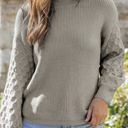 Gray Large Remi Cable Knit Sleeve Sweater