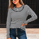  Remi Stripe Double-layer Long Sleeve Top