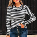 Black Stripe Medium Remi Stripe Double-layer Long Sleeve Top