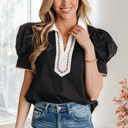  Remington Collar Short Sleeve Blouse