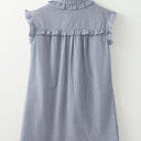  Remy Stripe Frilled Sleeveless Collar Button Up Mini Dress