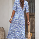  Remy V Neck Casual Geometric Print Maxi Dress