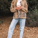  Renaona Print accent Plush Jacket