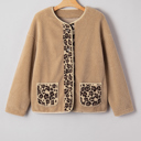  Renaona Print accent Plush Jacket