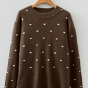 Coffee Large Renata Ribbed Edge Knit Sweater