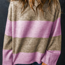  Renata Stripe Crew Neck Wide Sleeve Colorblock Sweater