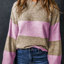  Renata Stripe Crew Neck Wide Sleeve Colorblock Sweater