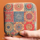  Retro Floral Print Portable Square Jewelry Box