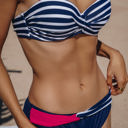  Reyna Halter Bandeau Striped Bikini