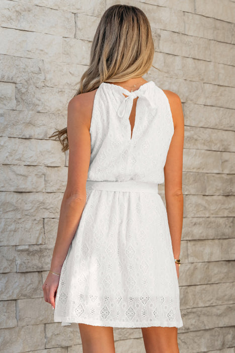 Reyna Lace Sleeveless Knot Back Mini Dress