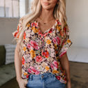  Rhea Floral  Crew Neck Blouse