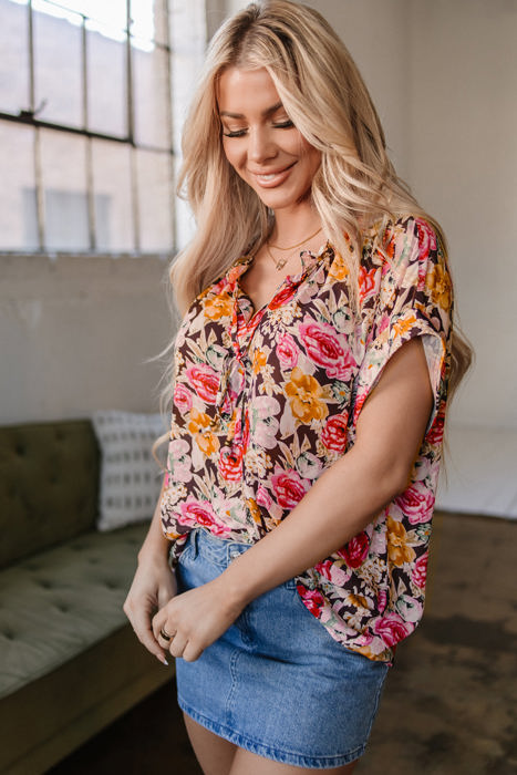 Rhea Floral  Crew Neck Blouse