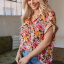  Rhea Floral  Crew Neck Blouse