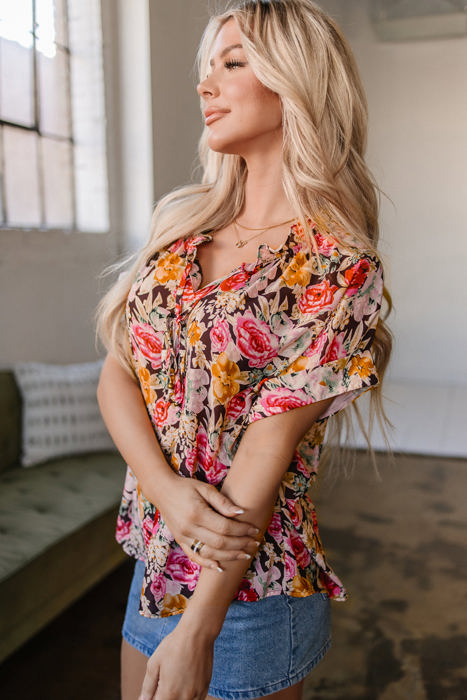 Rhea Floral  Crew Neck Blouse