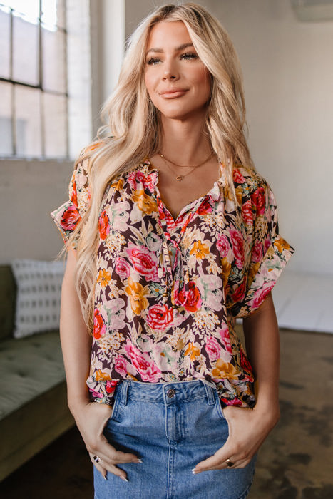 Rhea Floral  Crew Neck Blouse