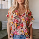  Rhea Floral  Crew Neck Blouse