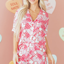 Pink XL Rhea Heart Print Shirt