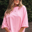  Riley Stripe Bowknot Cutout Back Loose Top