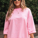  Riley Stripe Bowknot Cutout Back Loose Top