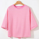 Riley Stripe Bowknot Cutout Back Loose Top
