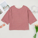 Red Stripe XL Riley Stripe Bowknot Cutout Back Loose Top
