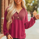  River Waffle Hooded Long Sleeve Top