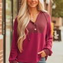  River Waffle Hooded Long Sleeve Top