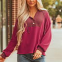  River Waffle Hooded Long Sleeve Top