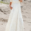 White Large Robin Frilly Shirred Bodice Tiered Floral Maxi Dress