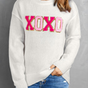 White XXL Robin Glitter Print Casual Sweater