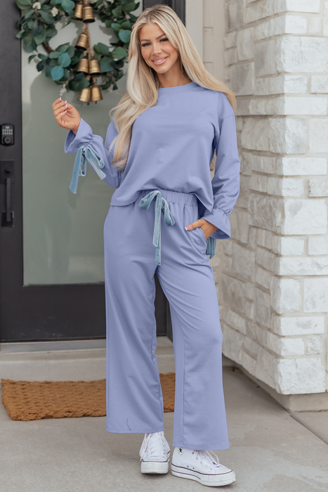 Rory Beau Flounce Long Sleeve Lounge Set