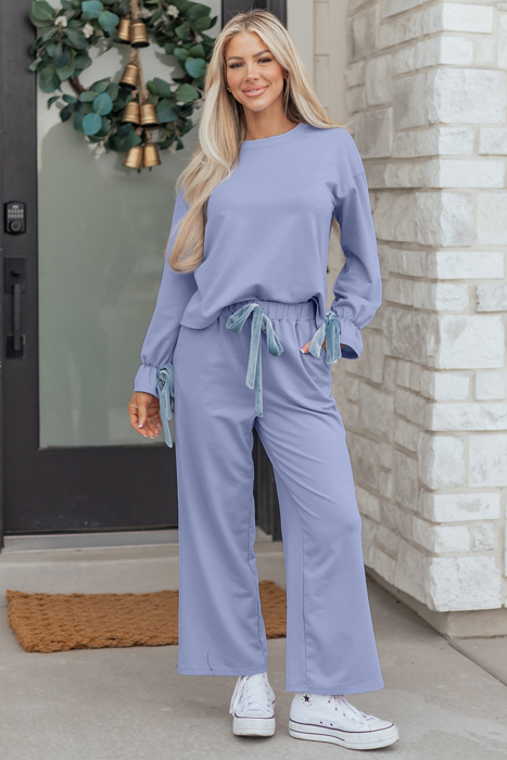 Rory Beau Flounce Long Sleeve Lounge Set