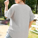  Rory Plus Size Lace Insert Waffle Ruffle Top