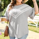  Rory Plus Size Lace Insert Waffle Ruffle Top