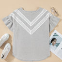  Rory Plus Size Lace Insert Waffle Ruffle Top
