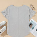  Rory Plus Size Lace Insert Waffle Ruffle Top