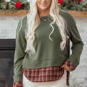 Green Large Rosa Patchwork Drop Shoulder Sweatshirt