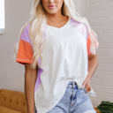  Rosalee V Neck Exposed Seam High Low Top