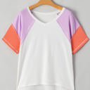  Rosalee V Neck Exposed Seam High Low Top