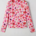  Rosalie Floral Long Sleeve Slim Fit Mesh Top