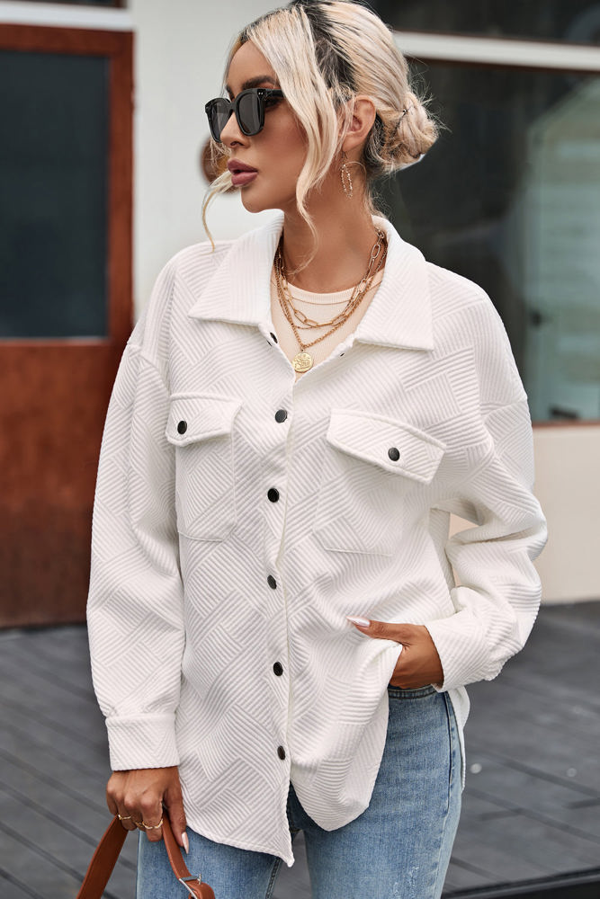 Rosalie Textured Flap Pocket Buttoned Shacket