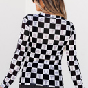  Rosalina Pattern Mesh Mock Long Sleeve Top