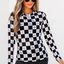  Rosalina Pattern Mesh Mock Long Sleeve Top