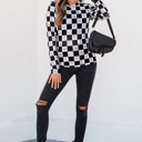  Rosalina Pattern Mesh Mock Long Sleeve Top
