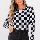 Black Medium Rosalina Pattern Mesh Mock Long Sleeve Top