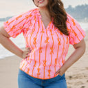  Sydney Plus Size Bowknot V Neck Blouse
