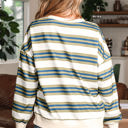  Rose Stripe Crew Neck Pullover Sweatshirt