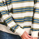  Rose Stripe Crew Neck Pullover Sweatshirt