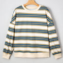  Rose Stripe Crew Neck Pullover Sweatshirt