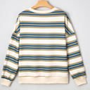  Rose Stripe Crew Neck Pullover Sweatshirt
